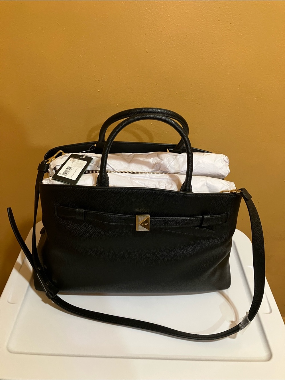 Kate Spade Deco LG Blk pebble Leather Satchel bag